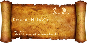 Kremer Milán névjegykártya