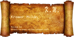 Kremer Milán névjegykártya